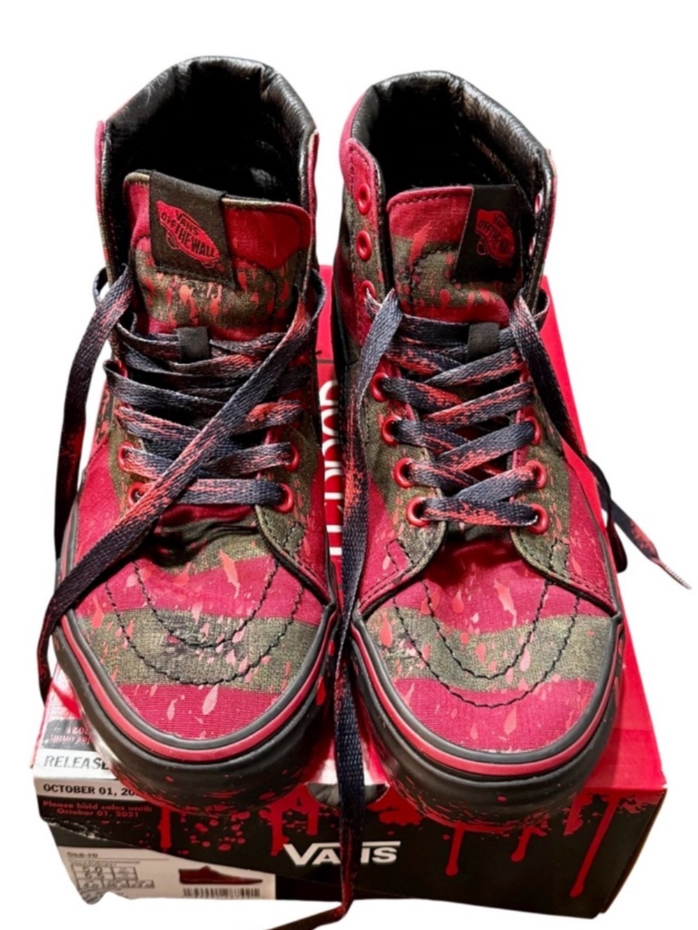 Vans “Nightmare on Elm Street” High-Top Sneakers with blood splatters! New! - Picture 8 of 13